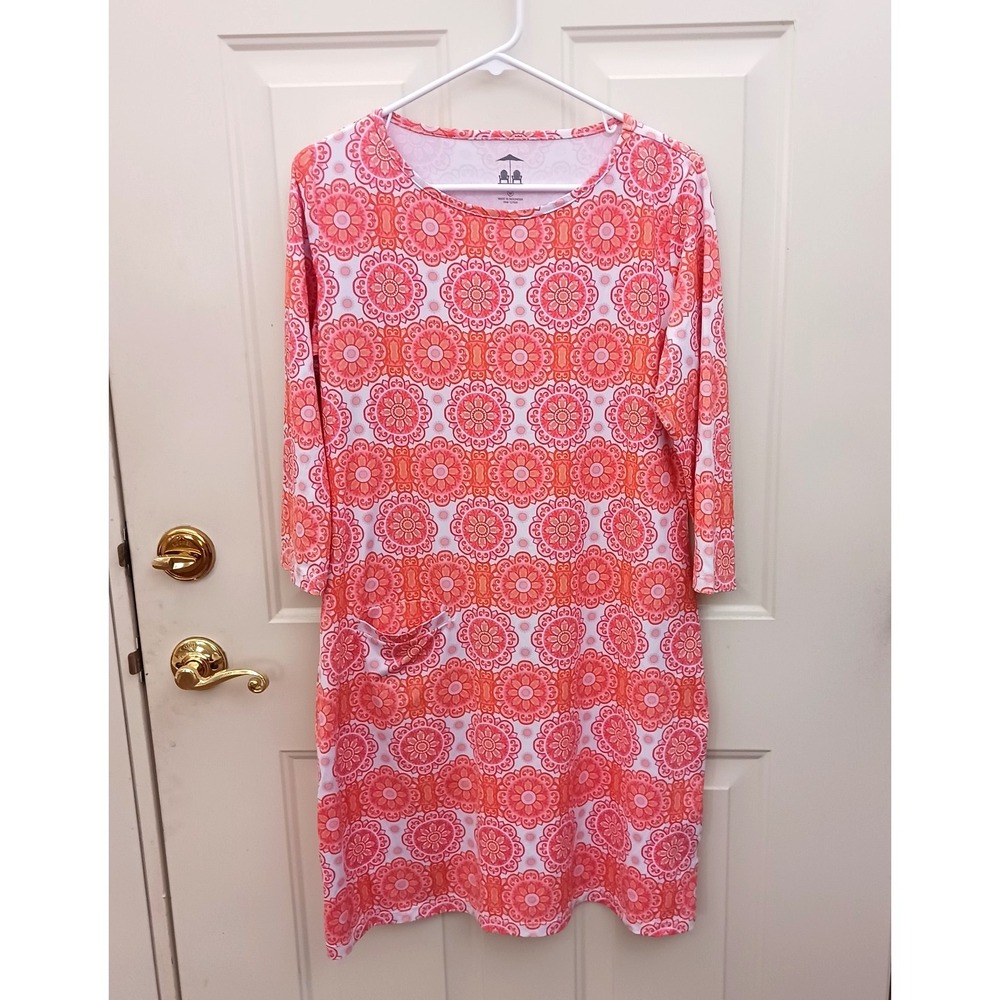 Kenny Dana Silky UPF 50 body cooling Medallion Dress Size‎ Medium 3/4 Sleeves